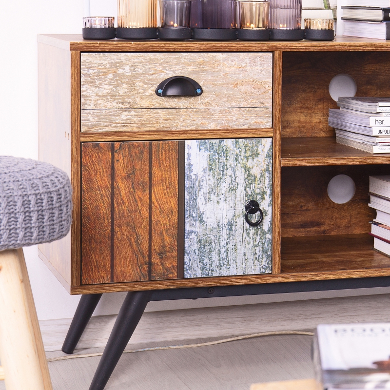 TV-Lowboard TV-Schrank PATCHWORK in Patchwork Optik Retro Stil 120 cm